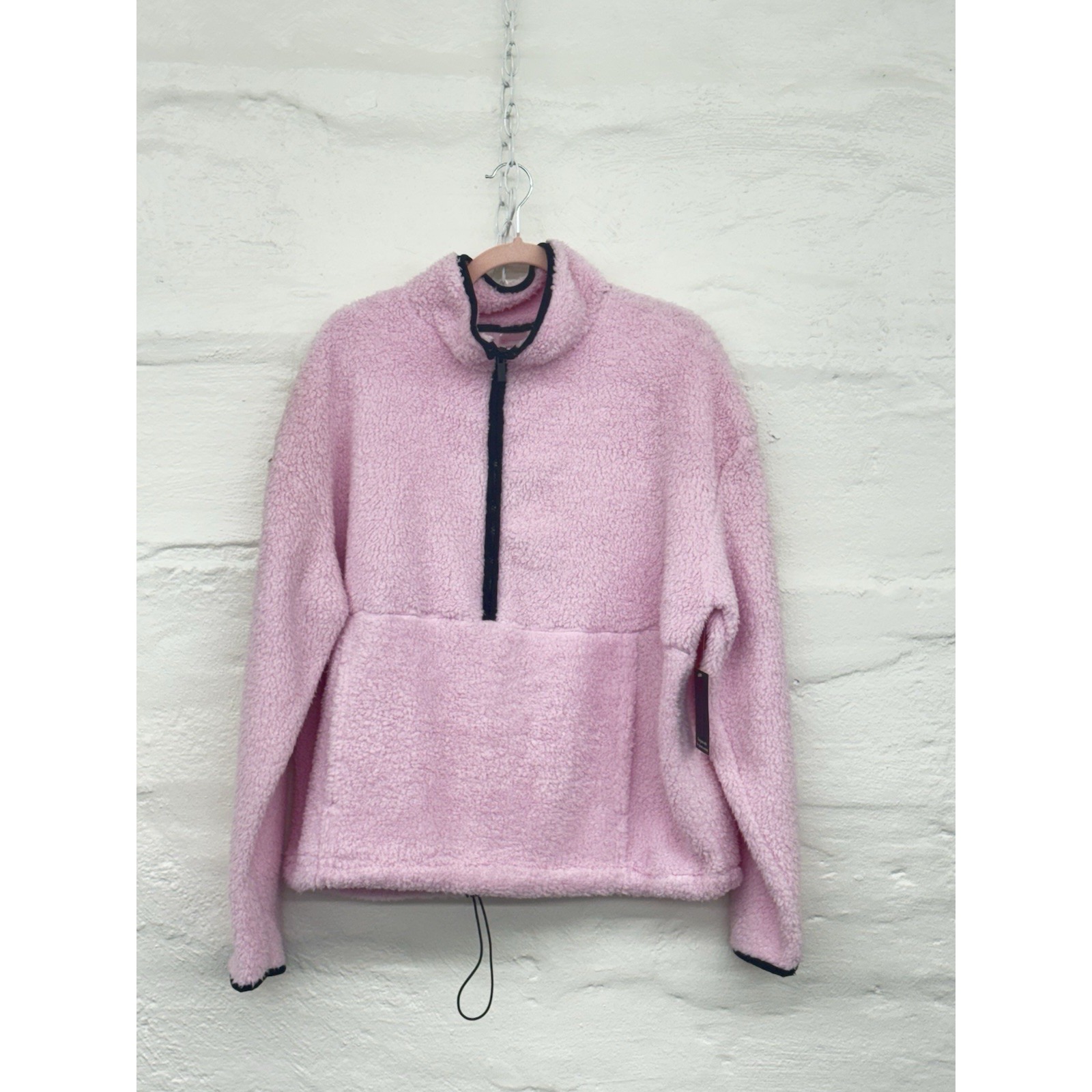 No Bounderies Pink Black 3/4 Zip Sherpa